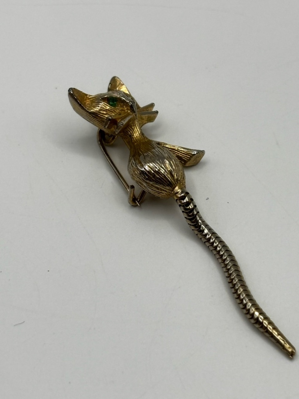 Vintage Cat Brooch with Flexible Snake Tail - Picture 6 of 14